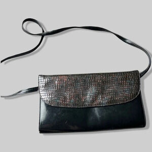 Vintage Naturalizer Mastercraft Patent Leather Croc Leather Clutch Shoulder Bag